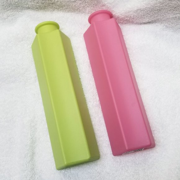 🆕️ PAIR of Vintage IKEA Somrig Painted Glass Bud Vase Pink Green 1990's 90's - Picture 4 of 6